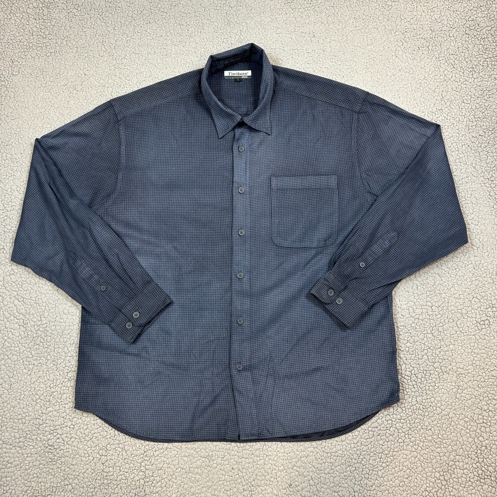Firethorn‎ Silver Mens Long Sleeve Button Down Shirt Blue Black Size Large